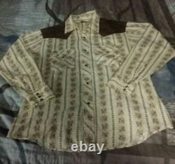 Beautiful Vintage 70's Atlantic Westerner Cowboy Joe Shirt RARE Rodeo Size L