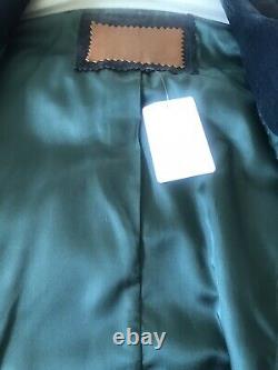 Beautiful Vintage Western Dark Blue-Green Suede Jacket with Fringe Size Large