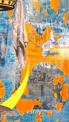 Big original wall art Mexican Virgin Tehuana oaxaca collage antique paper canvas