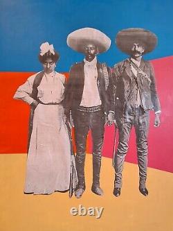 Big original wall art mexican familia Zapata collage antique paper canvas 36x48