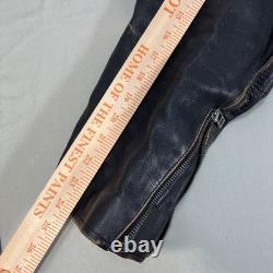 Black Rivet Real Leather Jacket Mens Large Antique Retro Biker Distressed Black