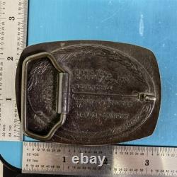 Bronze SLK American Bison Buffalo Bull Western Steven L Knight Vtg Belt Buckle