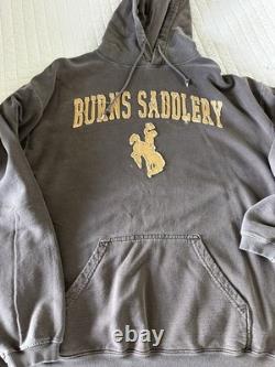 Burns Saddlery VTG Large Hoodie Sweatshirt Brown withHorse Outdoor Western