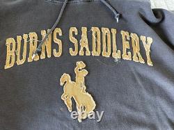 Burns Saddlery VTG Large Hoodie Sweatshirt Brown withHorse Outdoor Western