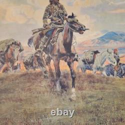 CHARLES MARION RUSSELL'THE WORLD WAS ALL BEFORE THEM' Antique Chromolithograph