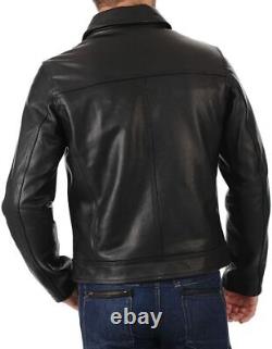 Cafe Racer Biker Leather Black & Brown Soft Sheep Skin Leather Motorcycle Jacket