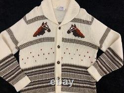 Caldwell Knit Western Horse Sweater Vintage 1950s Size Extra Large XL