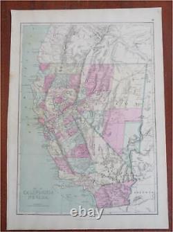 California & Nevada Western U. S. 1873 Williams large hand color map