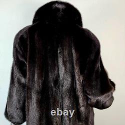 Canadaxl/1xvintage Black Brown Ranch Genuine Real Full Length Mink Fur Coat
