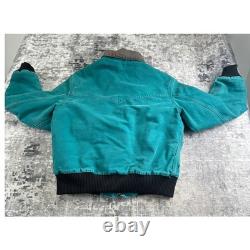 Carhartt Vtg Mens Large Santa Fe Jacket 90s Teal Western Duck Canvas Coat