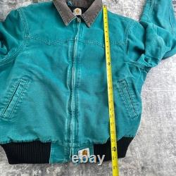 Carhartt Vtg Mens Large Santa Fe Jacket 90s Teal Western Duck Canvas Coat