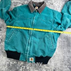 Carhartt Vtg Mens Large Santa Fe Jacket 90s Teal Western Duck Canvas Coat