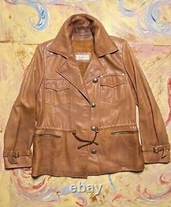 Carla Buti Western Vintage Style leather jacket women's size US L EU 40