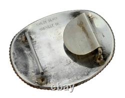 Carlos Silver Roseville CA Big Western Cowboy Solid Sterling Silver Belt Buckle