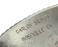 Carlos Silver Roseville CA Big Western Cowboy Solid Sterling Silver Belt Buckle