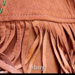 Chris Line Originals Vintage Leather Beaded Fringe Jacket Rare