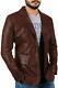 Classic Men's Lambskin 100% Leather Blazer Antique Brown Two Button Jacket Coat