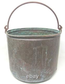 Copper Pail Handle Planter Bucket Antique Prop Western Usable Patina US Seller