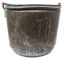 Copper Pail Handle Planter Bucket Antique Prop Western Usable Patina US Seller