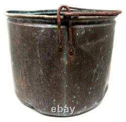 Copper Pail Handle Planter Bucket Antique Prop Western Usable Patina US Seller