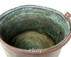Copper Pail Handle Planter Bucket Antique Prop Western Usable Patina US Seller