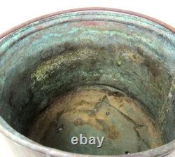 Copper Pail Handle Planter Bucket Antique Prop Western Usable Patina US Seller