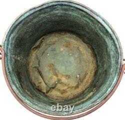 Copper Pail Handle Planter Bucket Antique Prop Western Usable Patina US Seller