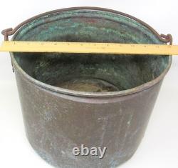 Copper Pail Handle Planter Bucket Antique Prop Western Usable Patina US Seller