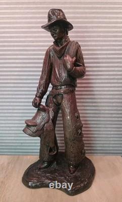 Cowboy Western Chalkware Statue 1975 Modified Lamp 21 Decor Man Cave Signed