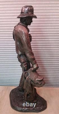 Cowboy Western Chalkware Statue 1975 Modified Lamp 21 Decor Man Cave Signed