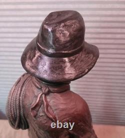 Cowboy Western Chalkware Statue 1975 Modified Lamp 21 Decor Man Cave Signed