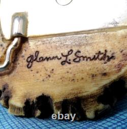 Cowboys Antler Burr Belt Buckle Bighorn Ram Signed Vtg 1985 Glenn L Smith. GMP179