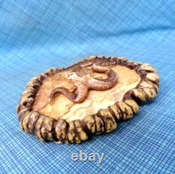 Cowboys Antler Burr Belt Buckle Bighorn Ram Signed Vtg 1985 Glenn L Smith. GMP179