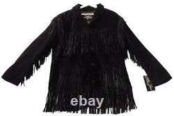 Cowhide Suede Fringe Jacket Men's Large Christmas New