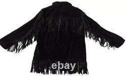 Cowhide Suede Fringe Jacket Men's Large Christmas New