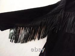 Cowhide Suede Fringe Jacket Men's Large Christmas New
