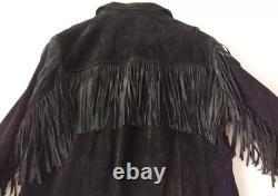 Cowhide Suede Fringe Jacket Men's Large Christmas New