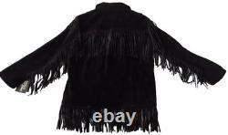 Cowhide Suede Fringe Jacket Men's Large Christmas New