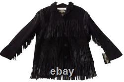 Cowhide Suede Fringe Jacket Men's Large Christmas New