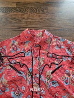 Custom Made Vintage Rockabilly Western Floral Print Pearl Snap WESTERN SHIRT