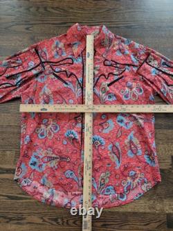 Custom Made Vintage Rockabilly Western Floral Print Pearl Snap WESTERN SHIRT