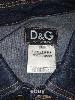 D&G Dolce & Gabbana Blue Denim Western Trucker Jean Jacket, size L EUC