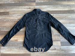 DIESEL Embroidered Stitch Western Hard Craft Crazy Needle Shirt Black Large VTG