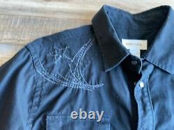 DIESEL Embroidered Stitch Western Hard Craft Crazy Needle Shirt Black Large VTG