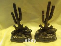 DODGE 1940's Vintage Antique Copper-Bronze Saguaro Cactus Bookends