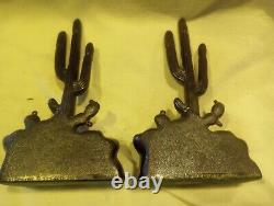 DODGE 1940's Vintage Antique Copper-Bronze Saguaro Cactus Bookends