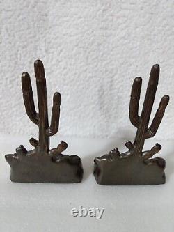 DODGE 1940's Vintage Antique Copper-Bronze Saguaro Cactus Bookends