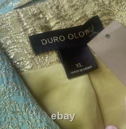 DURO OLOWU Golden/Turquoise Metallic Waist Belt Womens Vintage Jacket Dress XL
