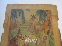 Damaged Painting Antique Illustration For Esquire Satire Large Wpa Era Tribal Damaged Painting Antique Illustration For Esquire Satire Large Wpa Era Tribal