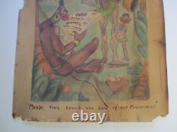 Damaged Painting Antique Illustration For Esquire Satire Large Wpa Era Tribal